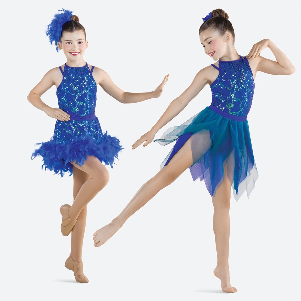 Revolution On Top of the World Cobalt Blue Sequin Kids Dance Costume